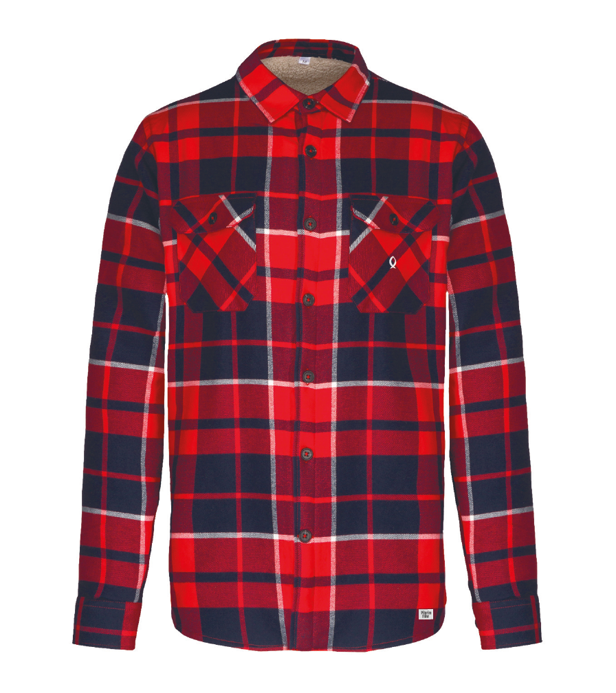 Camisa xadrez com forro em sherpa - Vermelho